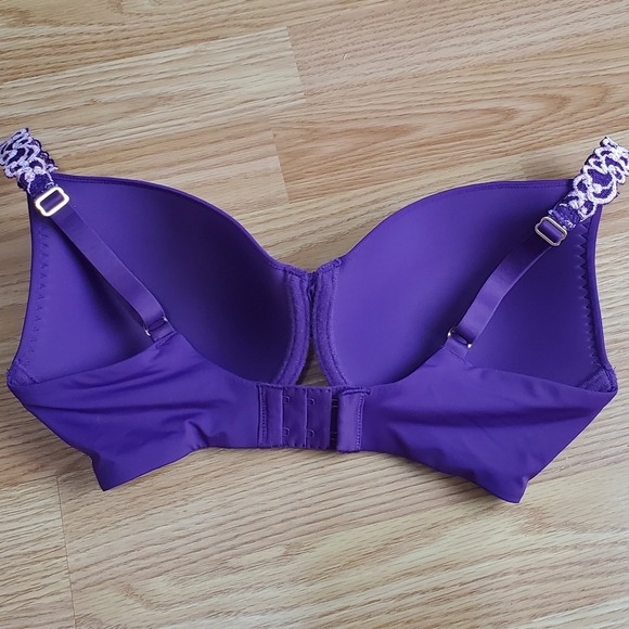 NWT Natori pure luxe coverage contour underwire t shirt bra trim lace plum - Picture 4 of 8